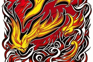Phoenix from the ashes for my rib arch in red and yellow tattoo idea