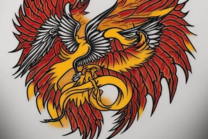 Phoenix from the ashes for my rib arch in red and yellow tattoo idea