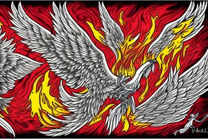 Phoenix from the ashes for my rib arch in red and yellow tattoo idea