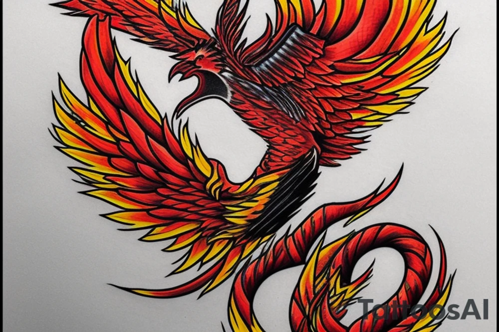 Phoenix from the ashes for my rib arch in red and yellow tattoo idea