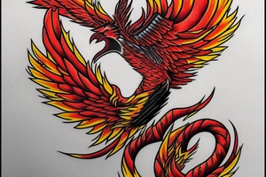 Phoenix from the ashes for my rib arch in red and yellow tattoo idea