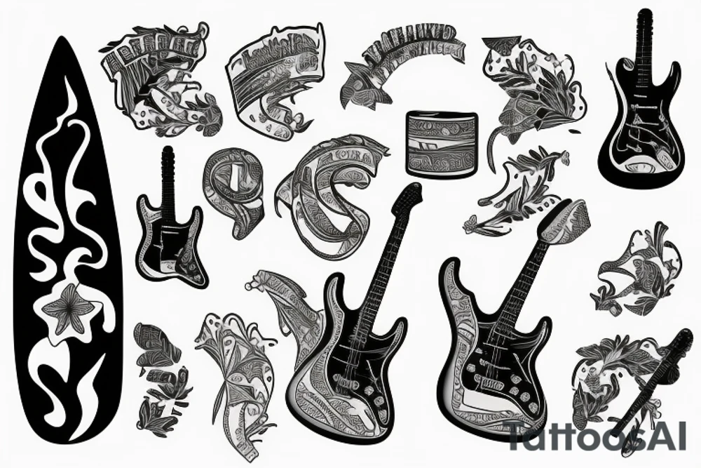 Hawaiian Stratocaster tattoo idea