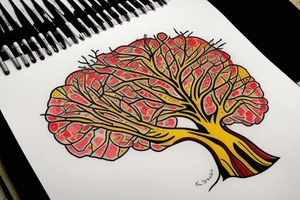 Tree of live for my rib arch in red and yellow tattoo idea