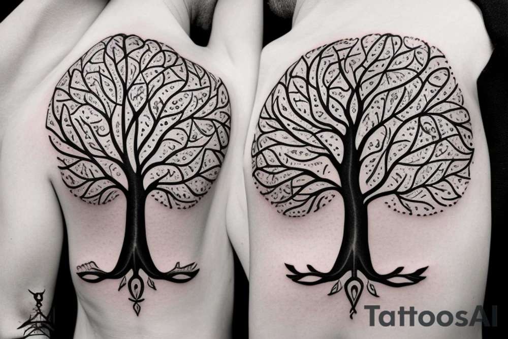 Tree of live for my rib arch in full collar tattoo idea
