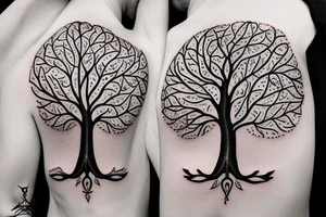 Tree of live for my rib arch in full collar tattoo idea