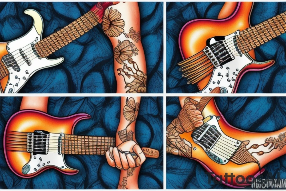 Stratocaster with Hawaiian themes tattoo idea