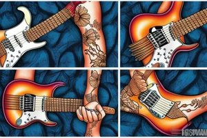 Stratocaster with Hawaiian themes tattoo idea