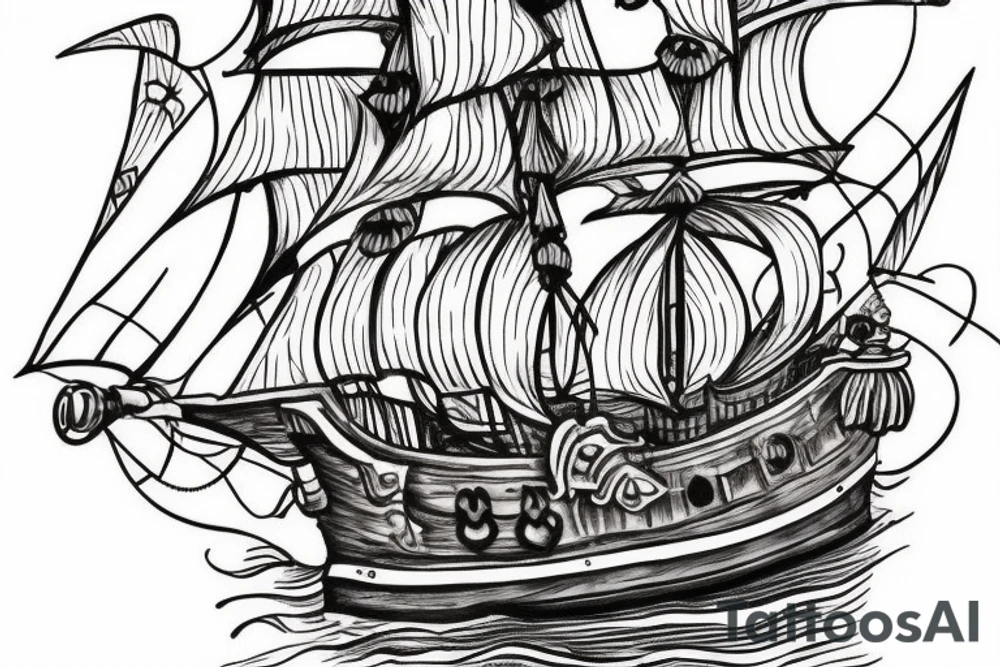Pirate ship for my rib arch in full collar tattoo idea