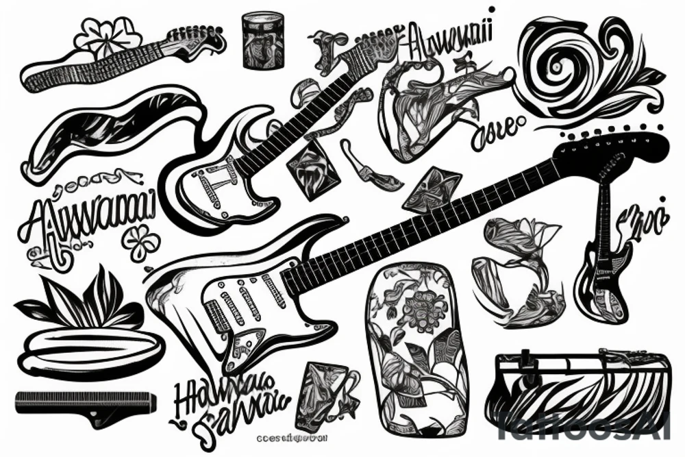Stratocaster with Hawaiian themes tattoo idea