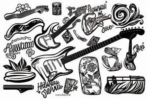 Stratocaster with Hawaiian themes tattoo idea