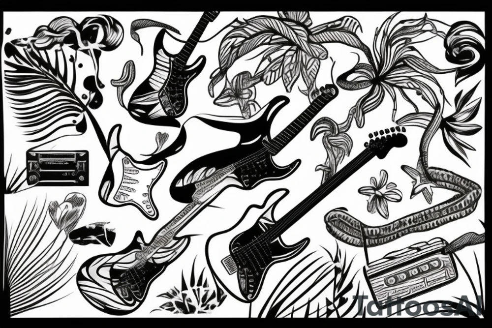 Stratocaster with Hawaiian themes tattoo idea