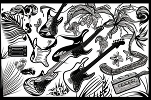 Stratocaster with Hawaiian themes tattoo idea