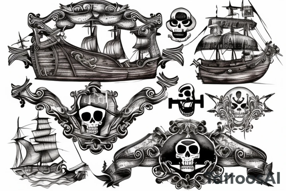 Pirate ship for my rib arch in full collar tattoo idea