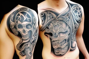 Pirate ship for my rib arch in full collar tattoo idea