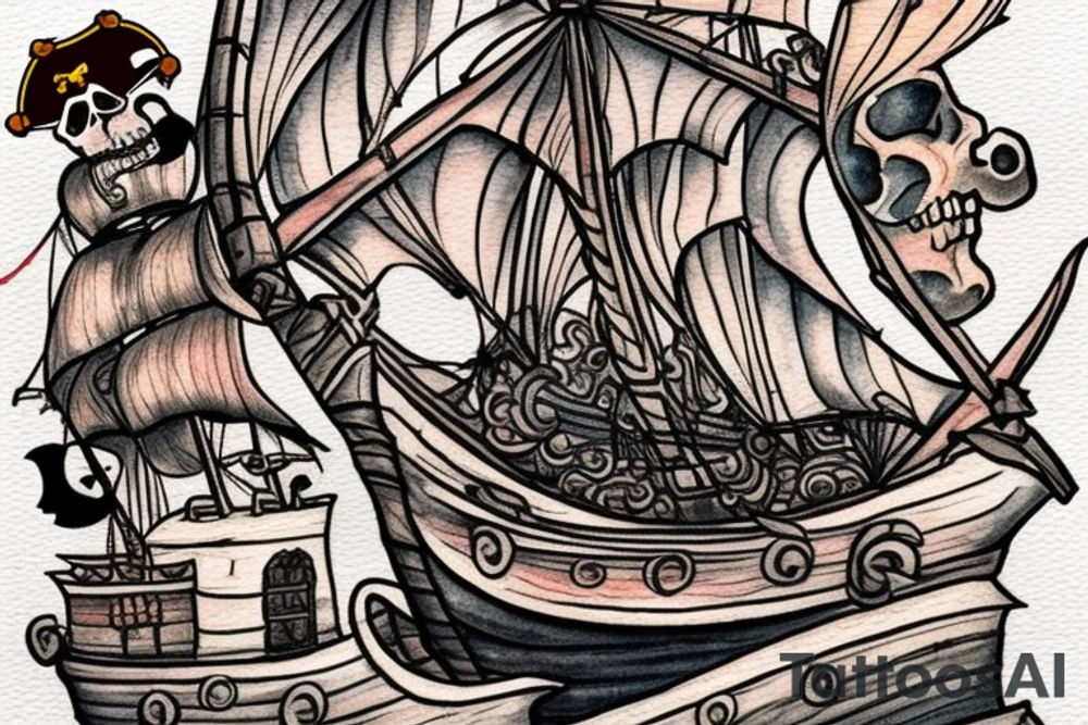 A pirate ship from the movie Pirate's Curse for my rib arch tattoo idea