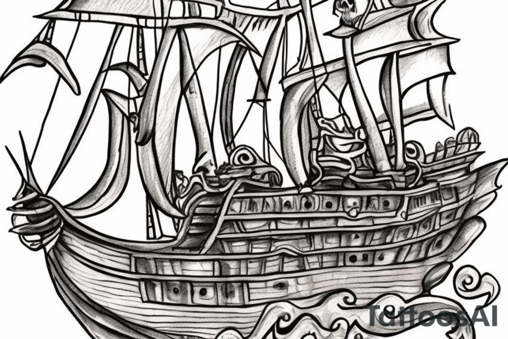 A pirate ship from the movie Pirate's Curse for my rib arch tattoo idea
