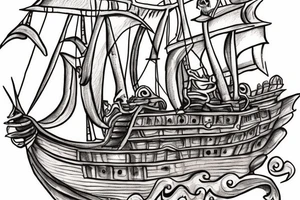 A pirate ship from the movie Pirate's Curse for my rib arch tattoo idea