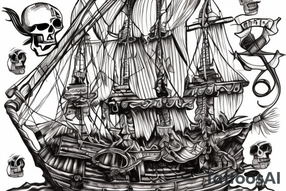A pirate ship from the movie Pirate's Curse for my rib arch tattoo idea