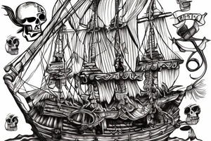 A pirate ship from the movie Pirate's Curse for my rib arch tattoo idea