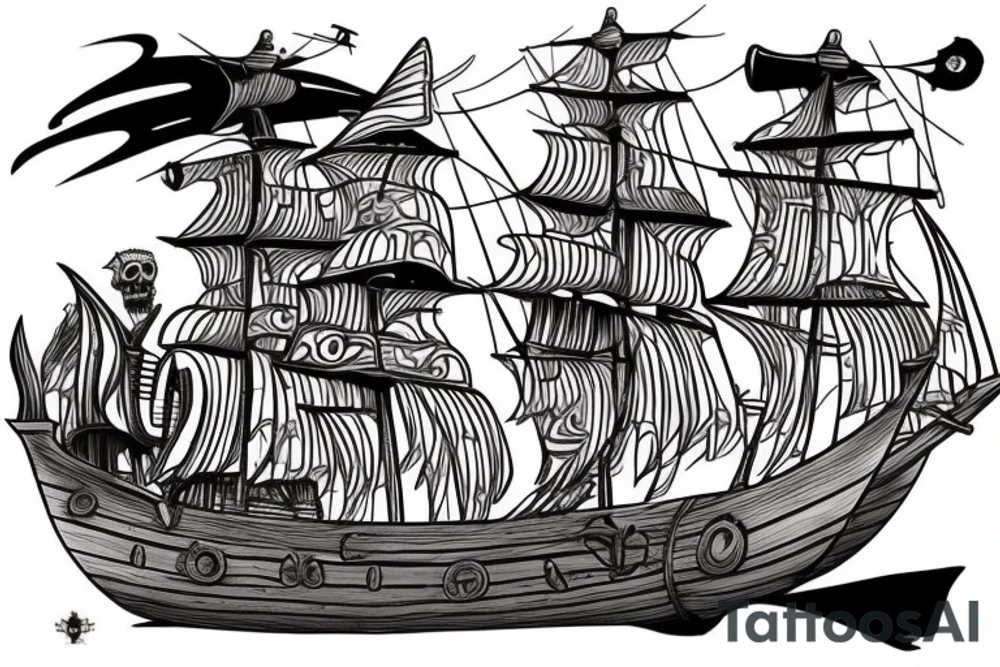 A pirate ship from the movie Pirate's Curse for my rib arch tattoo idea