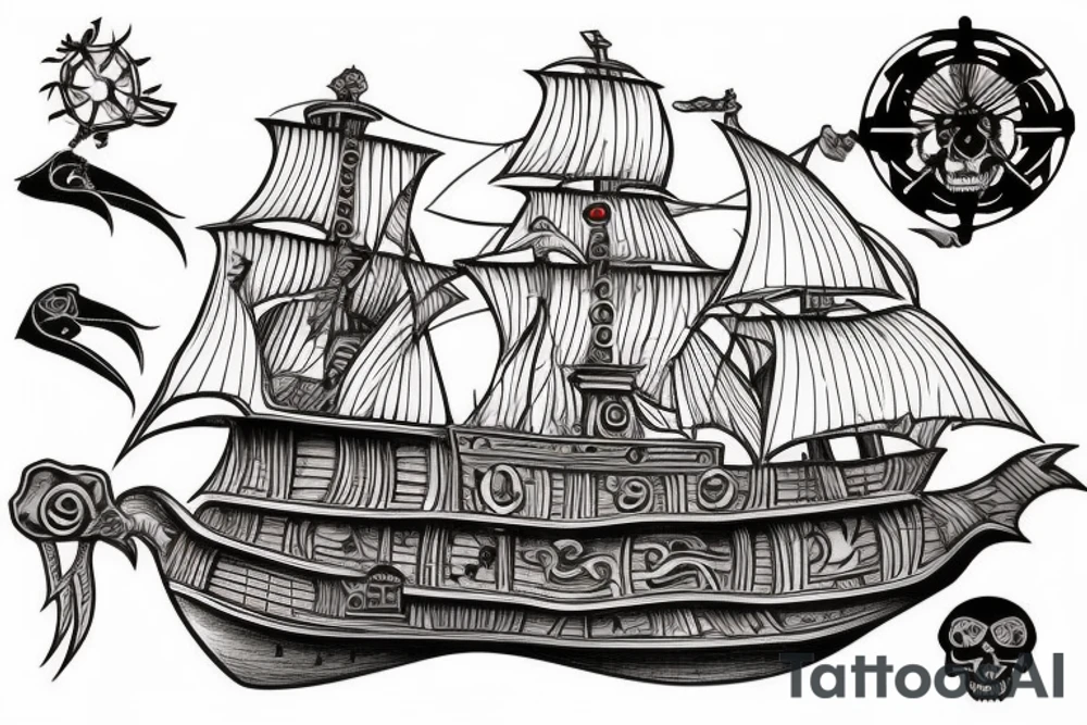 A pirate ship from the movie Pirate's Curse for my rib arch tattoo idea