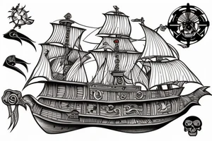A pirate ship from the movie Pirate's Curse for my rib arch tattoo idea