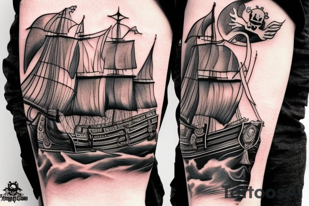 A pirate ship from the movie Pirate's Curse for my rib arch tattoo idea
