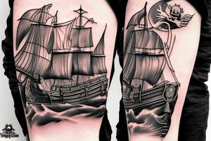 A pirate ship from the movie Pirate's Curse for my rib arch tattoo idea