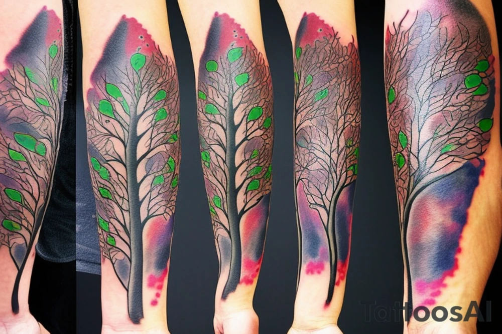 A tree of live in the color of the 4 elements tattoo idea