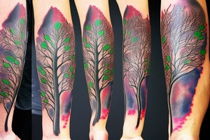 A tree of live in the color of the 4 elements tattoo idea