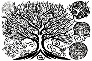 A tree of live in the color of the 4 elements tattoo idea