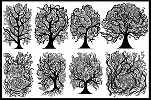 A tree of live in the color of the 4 elements tattoo idea