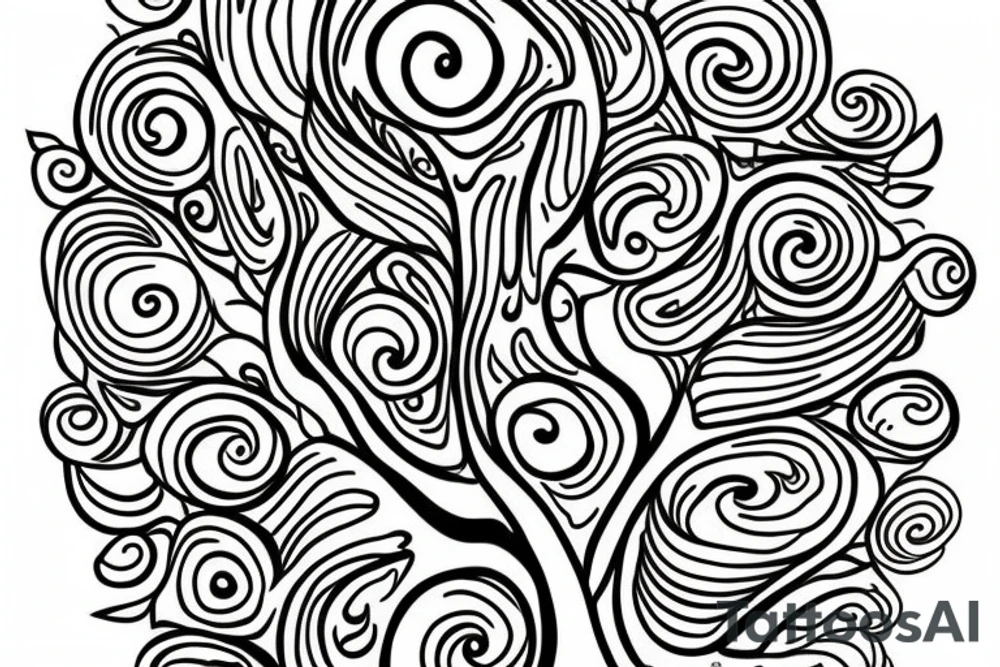 A tree of live in the color of the 4 elements tattoo idea