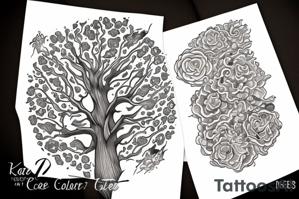 A tree of live in the color of the 4 elements tattoo idea