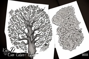 A tree of live in the color of the 4 elements tattoo idea