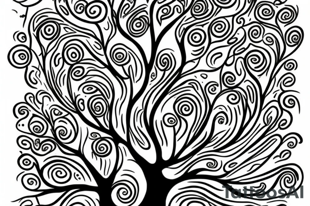 A tree of live in the color of the 4 elements tattoo idea