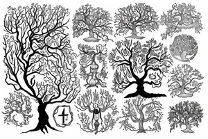 A tree of live in the color of the 4 elements tattoo idea