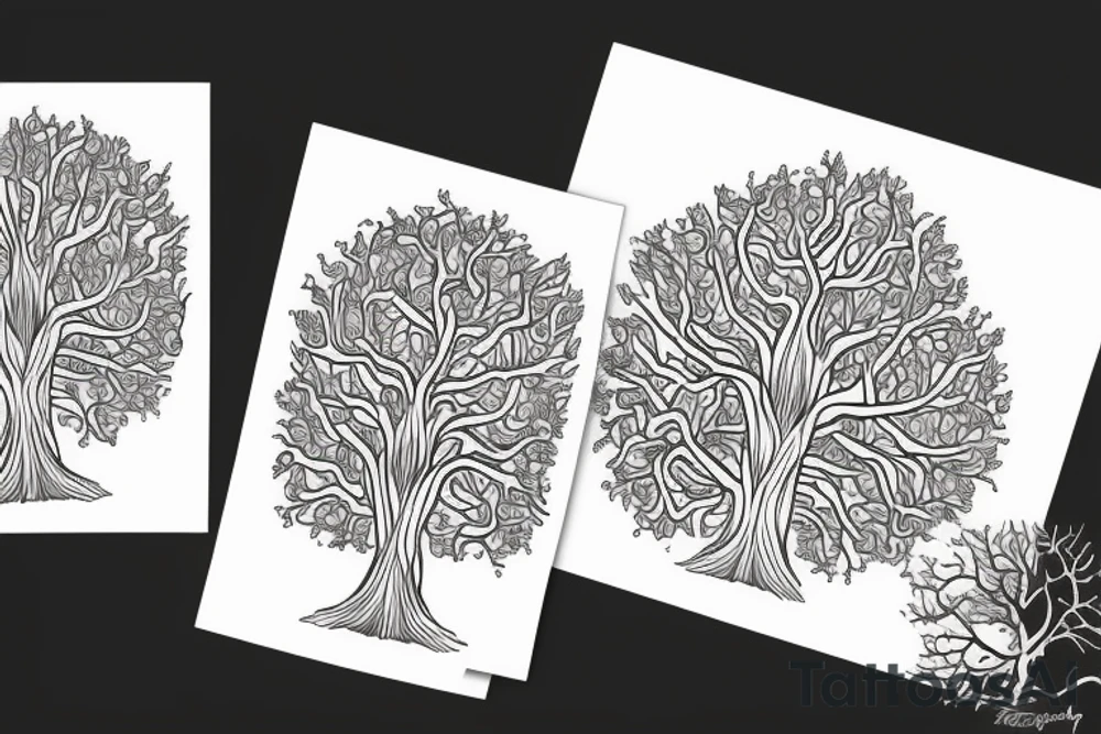 A tree of live in the color of the 4 elements tattoo idea