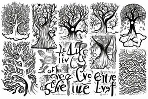 A tree of live in the color of the 4 elements tattoo idea