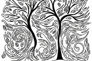 A tree of live in the color of the 4 elements tattoo idea
