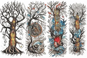 A tree of live in the color of the 4 elements tattoo idea