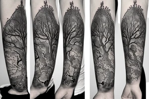 A tree of live in the color of the 4 elements tattoo idea