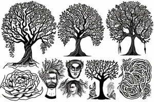 A tree of live in the color of the 4 elements tattoo idea