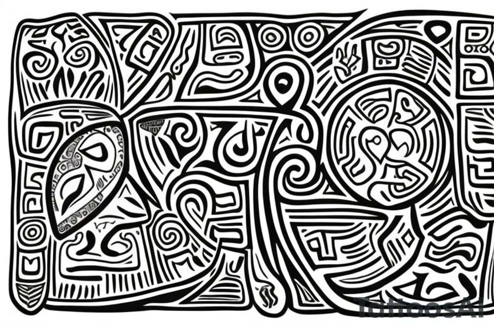 A tree of live with taino Symbols in the color of the 4 elements tattoo idea