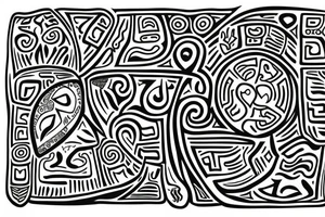 A tree of live with taino Symbols in the color of the 4 elements tattoo idea