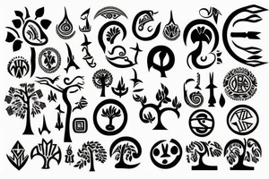 A tree of live with taino Symbols in the color of the 4 elements for my lower back tattoo idea