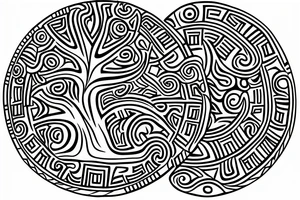 A tree of live with taino Symbols in the color of the 4 elements for my lower back tattoo idea