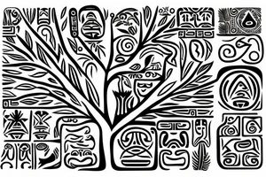 A tree of live with taino Symbols in the color of the 4 elements for my lower back tattoo idea