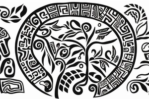A tree of live with taino Symbols in the color of the 4 elements for my lower back tattoo idea