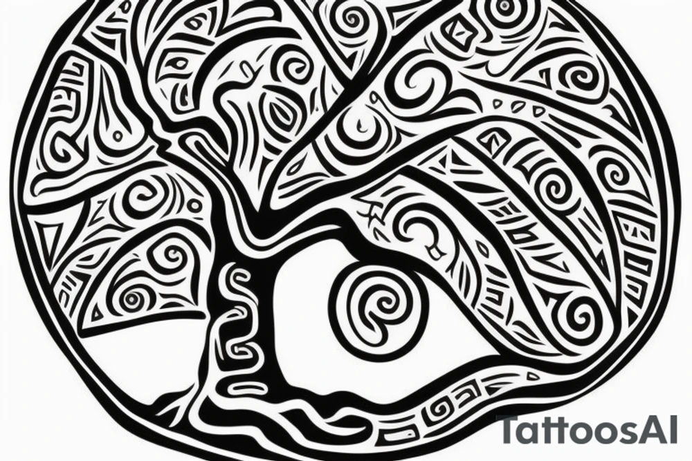 A tree of live with taino Symbols in the color of the 4 elements for my lower back tattoo idea